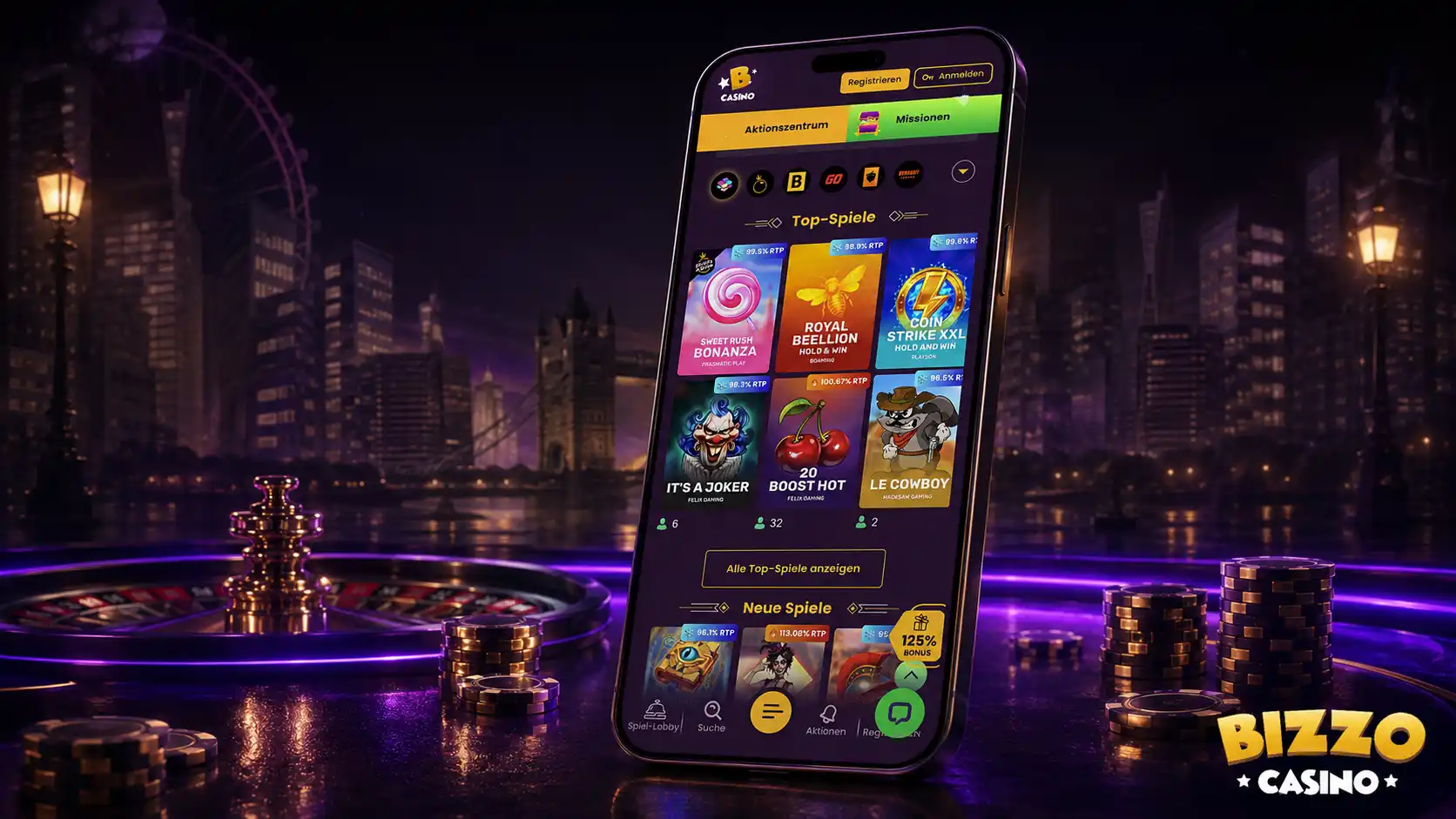 Bizzo Casino App aktuell halten