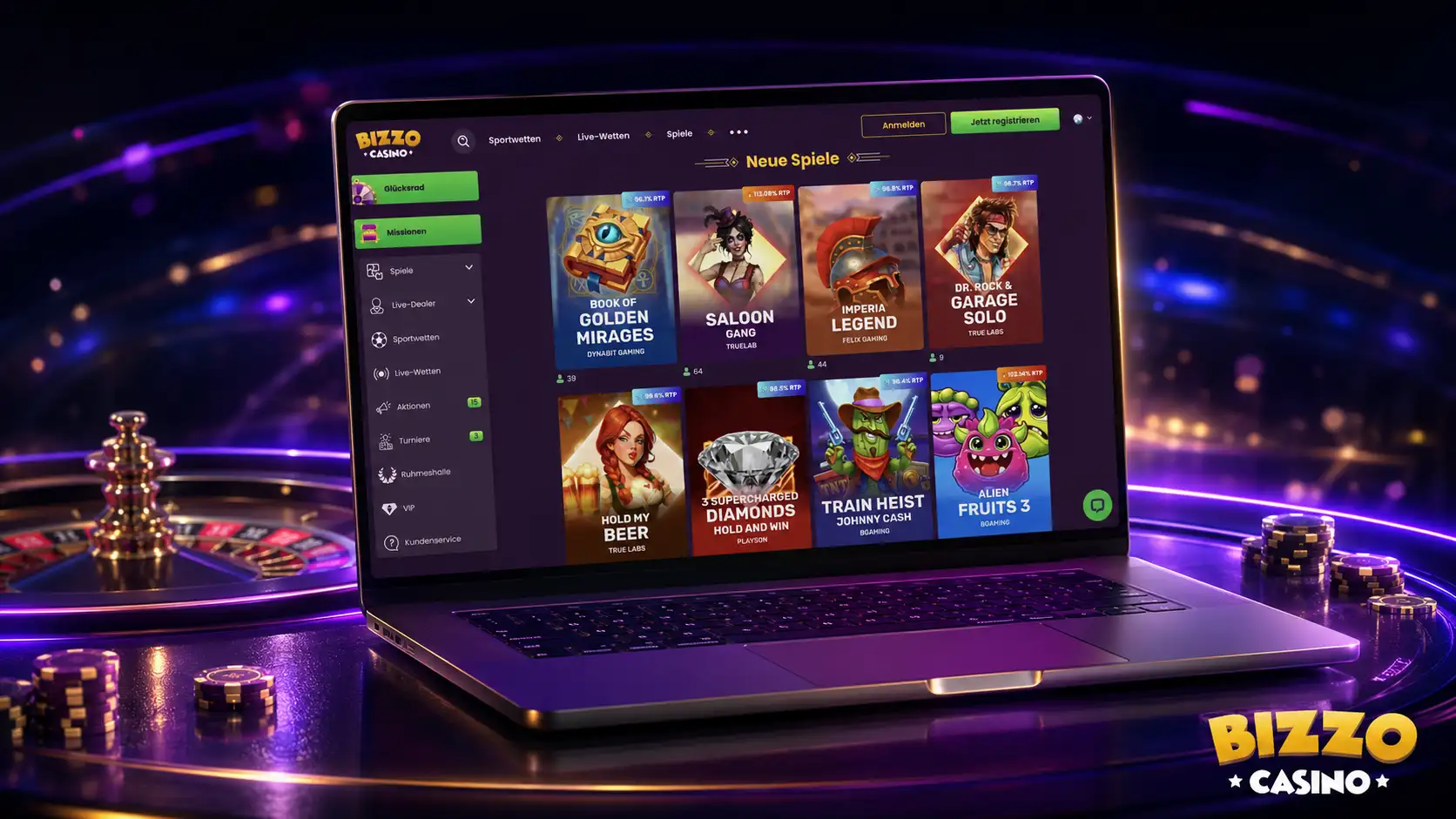 Casinospiele bei Bizzo Casino