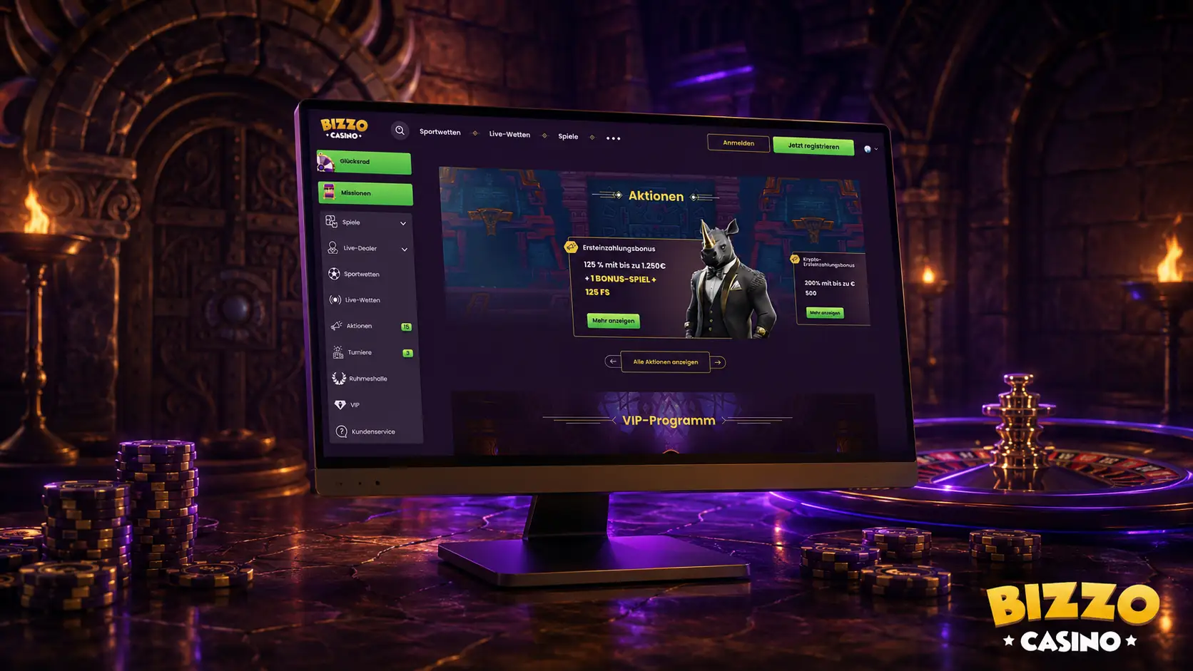 Wie startet man Live Spiele bei Bizzo Casino